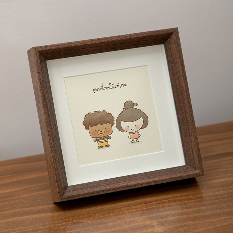 Mini Square Wooden Picture Frame for Desktop Display, Mother's Day Gift