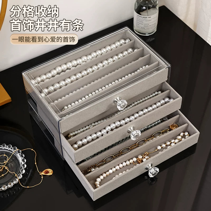 3-Layer Drawer Jewelry Organizer for Necklaces, Bracelets, Earrings, and Rings