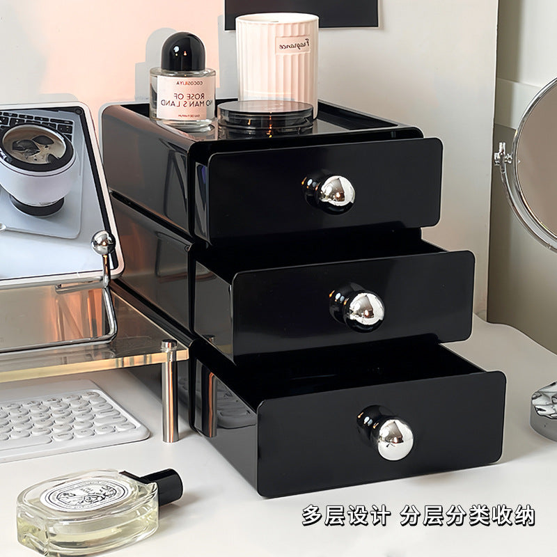Desktop Drawer-Type Cosmetic Organizer with Storage Box for Office and Home