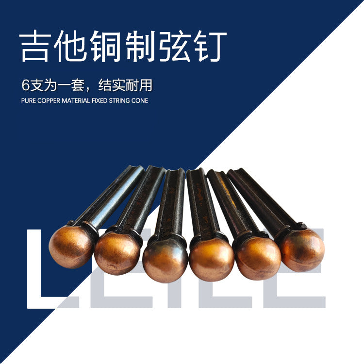 Metal Guitar Bridge Pins for Acoustic and Folk Guitars - Copper Alloy