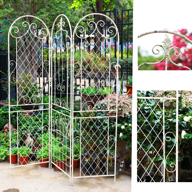 Distressed Iron Garden Trellis for Climbing Plants, Roses, and Clematis