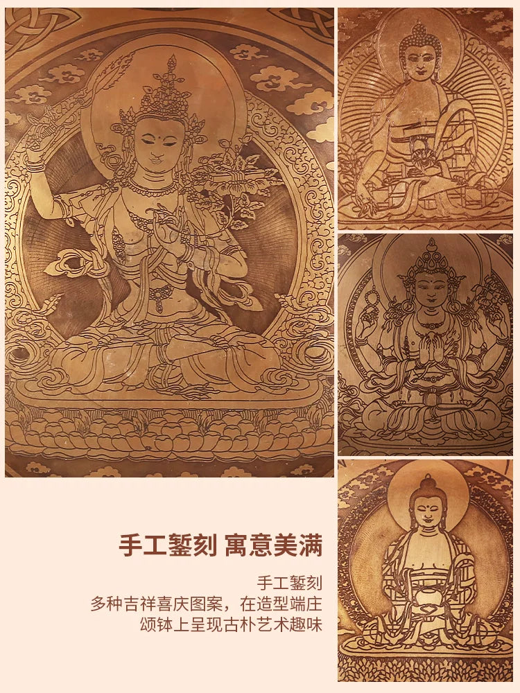 Manjushri Buddha Singing Bowl Set for Sound Therapy and Meditation
