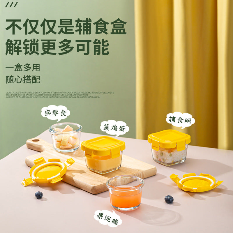 Baby Food Storage Container, Microwaveable and Freezable Glass Meal Prep Box with Airtight Lid