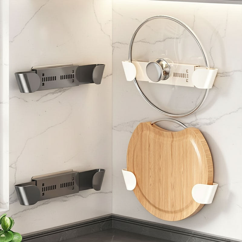 Kitchen Expandable Pot Lid Holder Wall Mounted No-Drill Storage Rack Adjustable Cutting Board Pot Lid Organizer