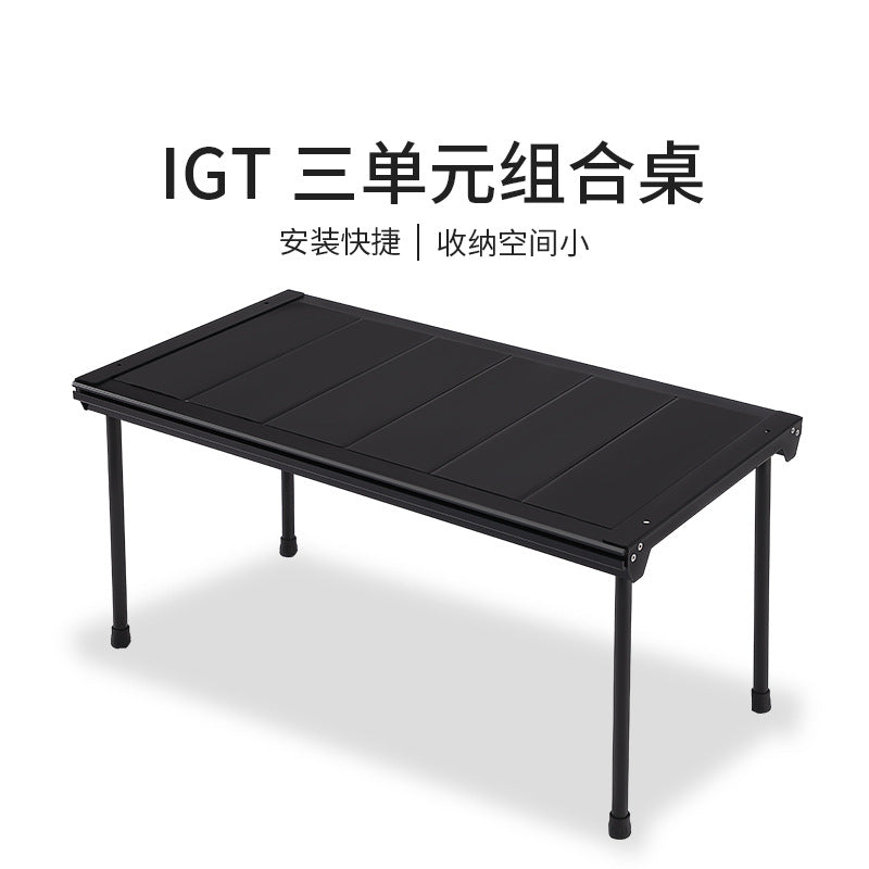 IGT Modular Outdoor Camping Table with Pegboard, Folding BBQ Table with Hooks & Stainless Steel Storage Box