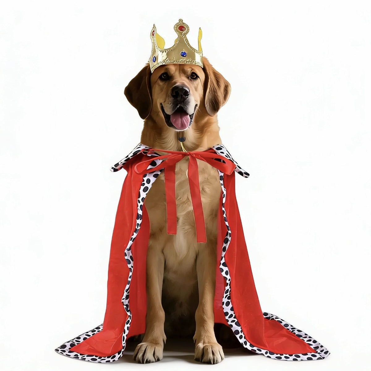 Pet Dog Cat King Cape with Crown for Festival Party Decoration