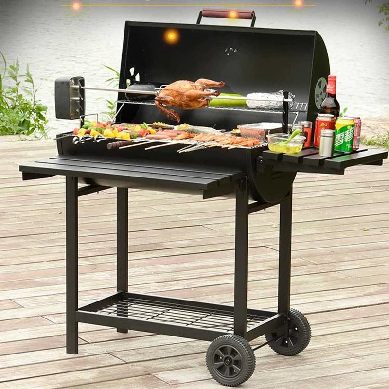 Large Charcoal BBQ Grill for Home Outdoor Villa Garden, American Style Smoker for 5+ People