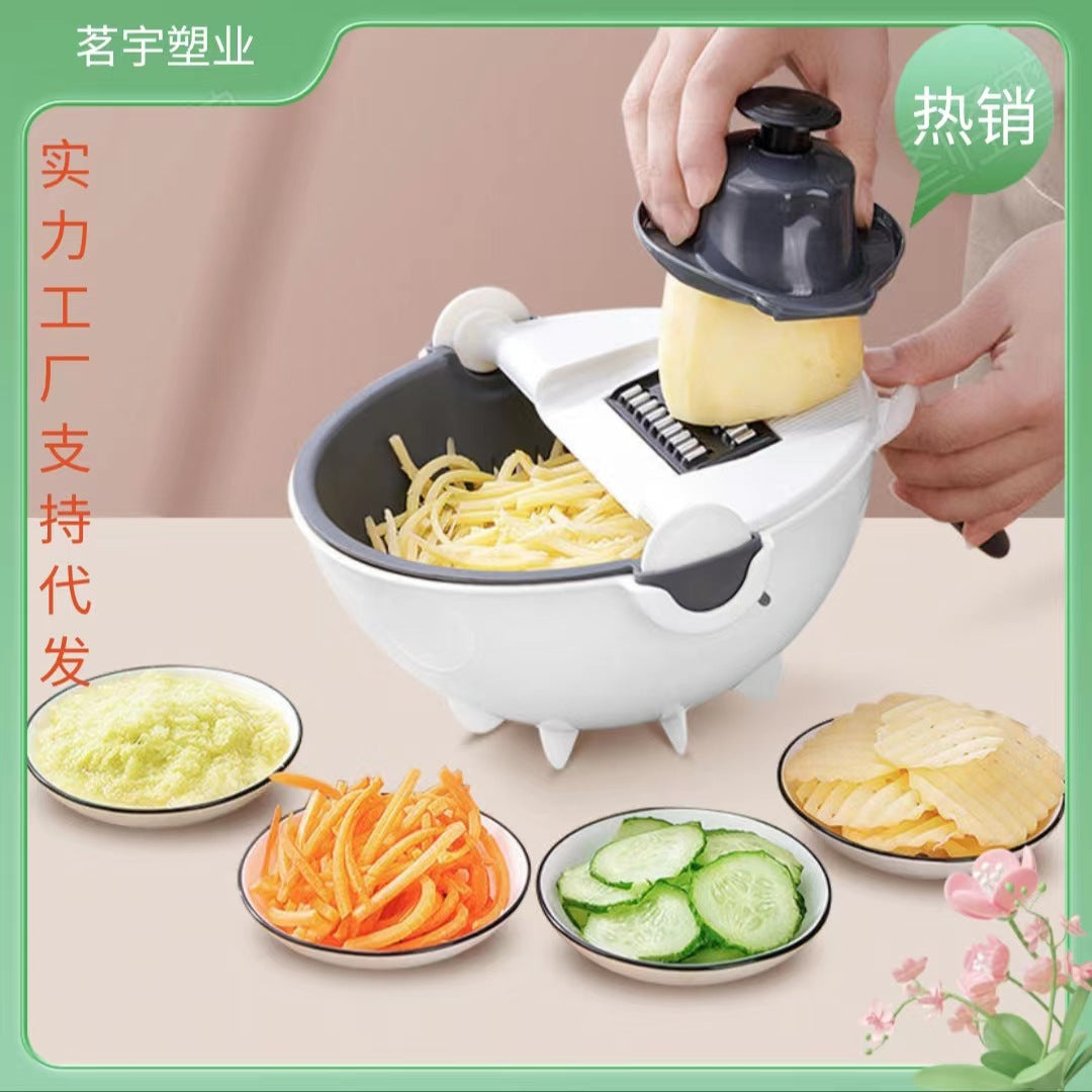 多功能双层沥水篮土豆丝擦丝器洗菜切菜机厨房神器刨丝