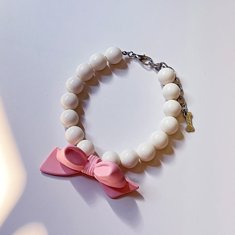 Pet Collar with Pink Bow for Cats and Small Dogs