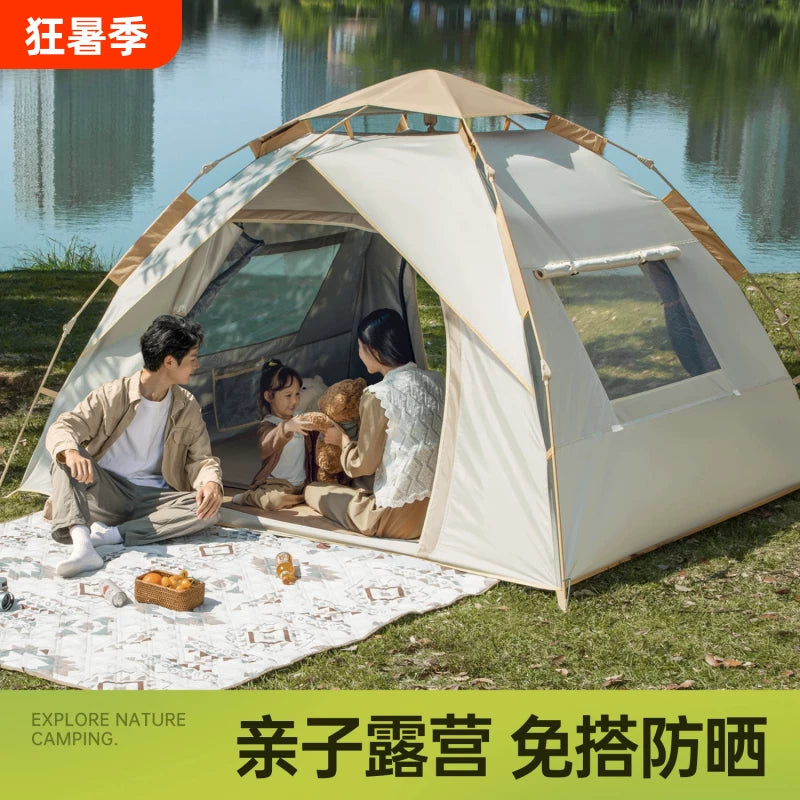 Automatic Pop-Up Camping Tent for Outdoor Family Adventures, Waterproof & Windproof, Thickened Material, Single Person Overnight