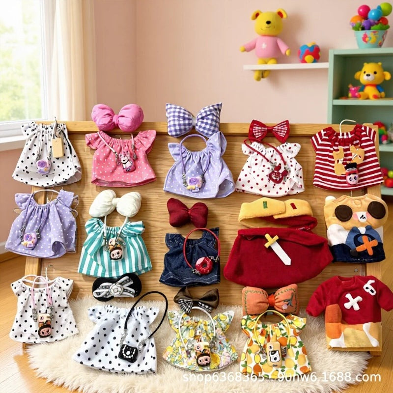 Doll Clothes Set for 10-20cm Dolls - King Outfit, Floral Dress, Polka Dot Dress, Sweater Set