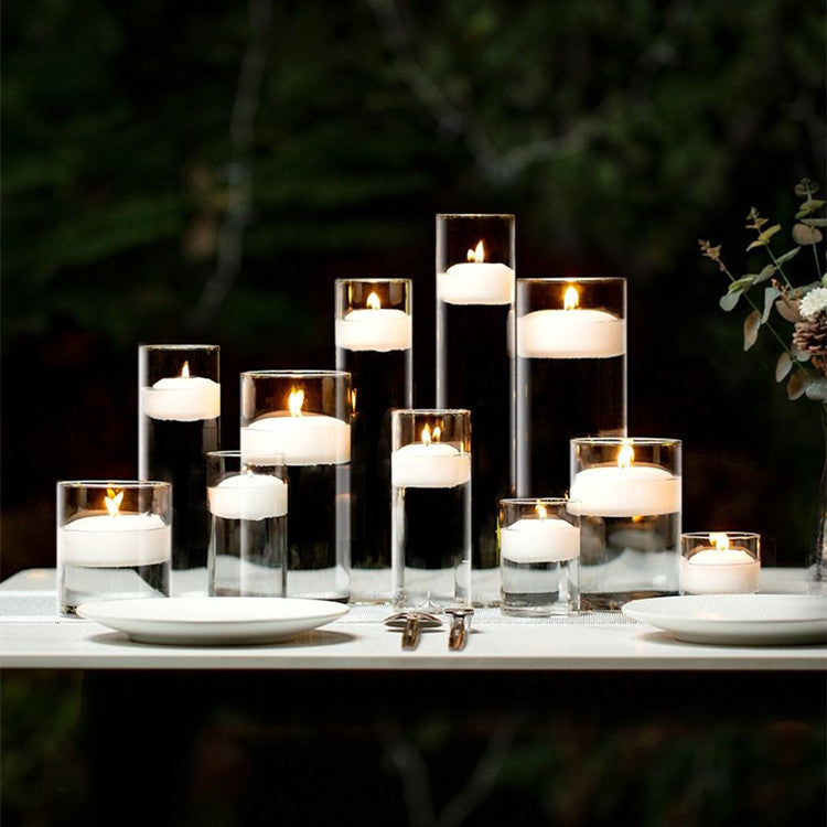 Nordic Style Clear Glass Candle Holder Cylindrical Aromatic Candle Cup for Wedding & Dining Decor
