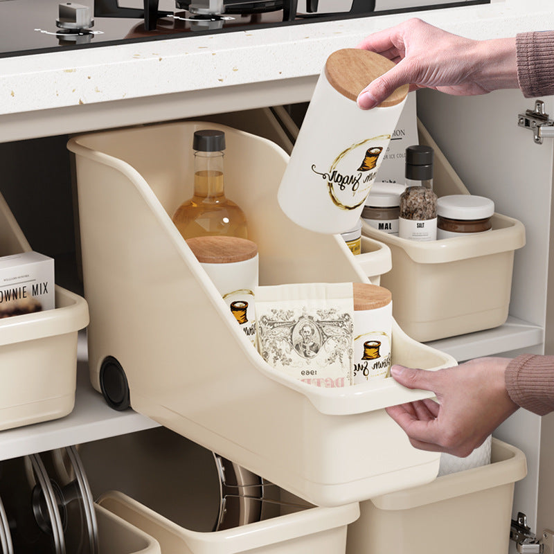 Under-Sink Pull-Out Storage Bins with Wheels for Kitchen Pantry Organization