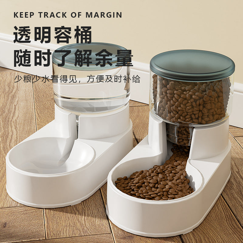 Automatic Water Dispenser and Food Bowl Set for Cats and Dogs, Spill-Proof Double Bowl Pet Feeder