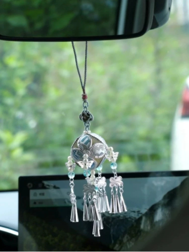 Guangxi Jingxi Zhuang Brocade Embroidered Hydrangea Bell Car Hanging Ornament Gift Box