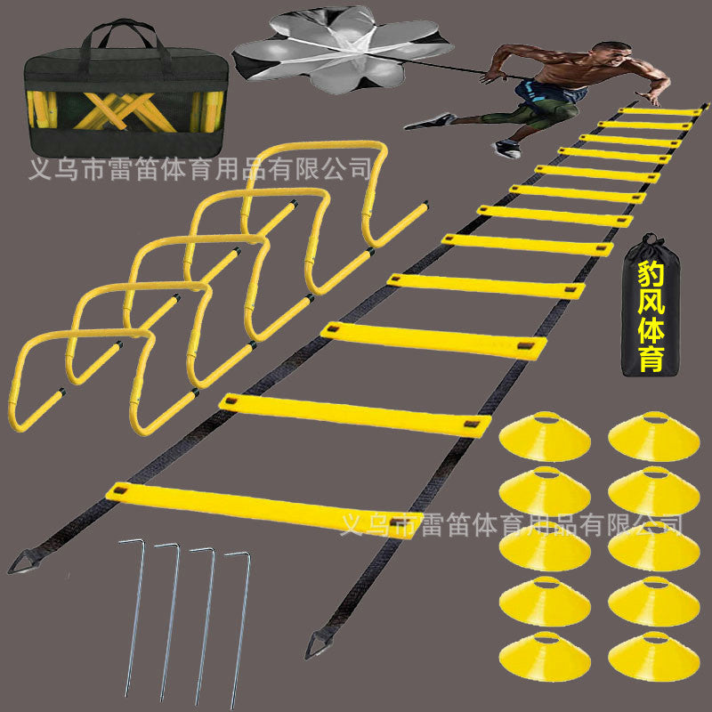 Agility Ladder Training Set with Adjustable Hurdles, Disc Cones, and Resistance Parachute for Soccer Training