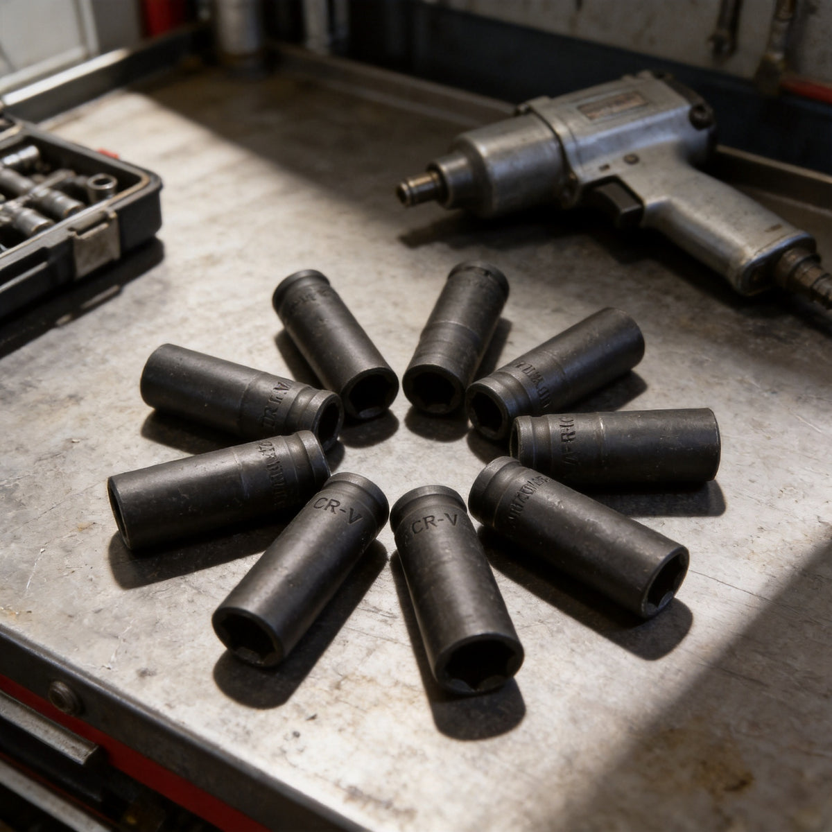 1/2-inch Drive Deep Impact Socket Set, Metric, 12.7mm, Single Head, Phosphated Finish