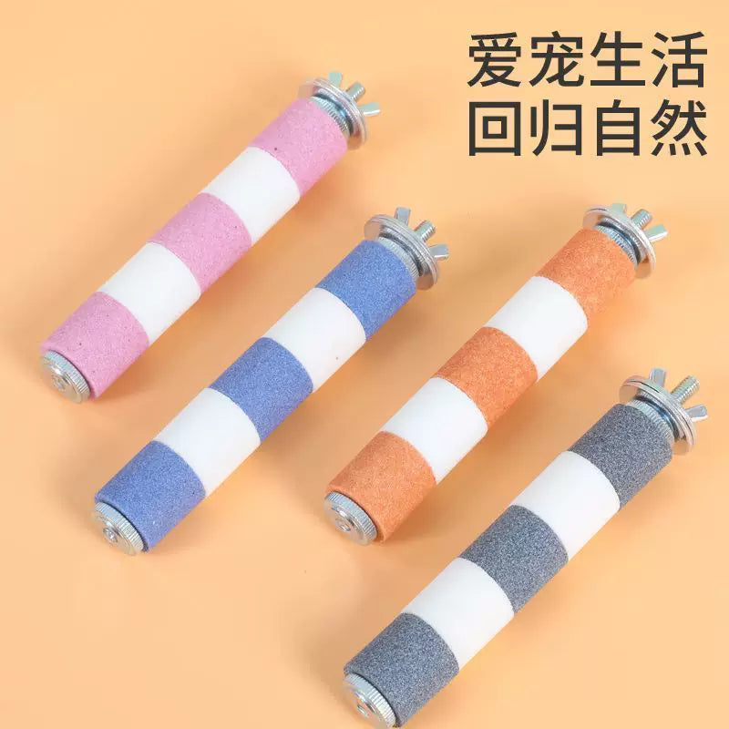 Parrot Beak Grinding Claw Stick Perch Stand for Bird Cage, Tiger Skin Cockatiel Beak Grinding Perch Stand