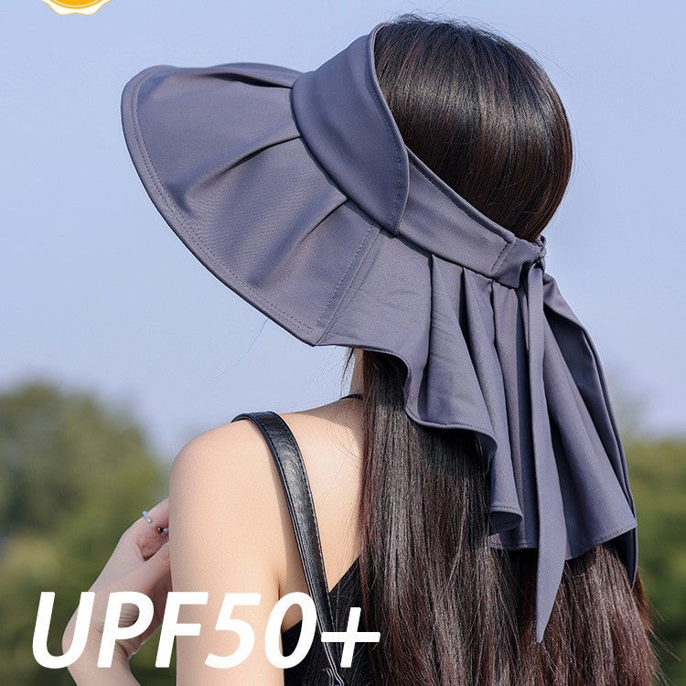 Women's Summer Outdoor Sun Visor Hat with Neck Flap - UV Protection & Breathable