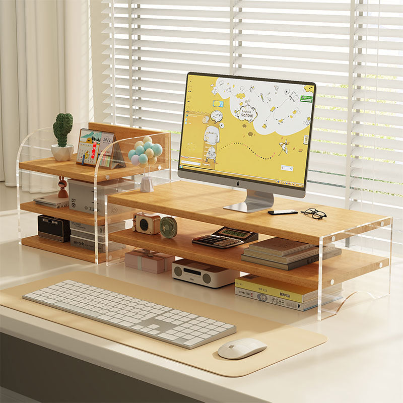 Acrylic Monitor Stand & Desk Organizer with Storage for Desktop Computers