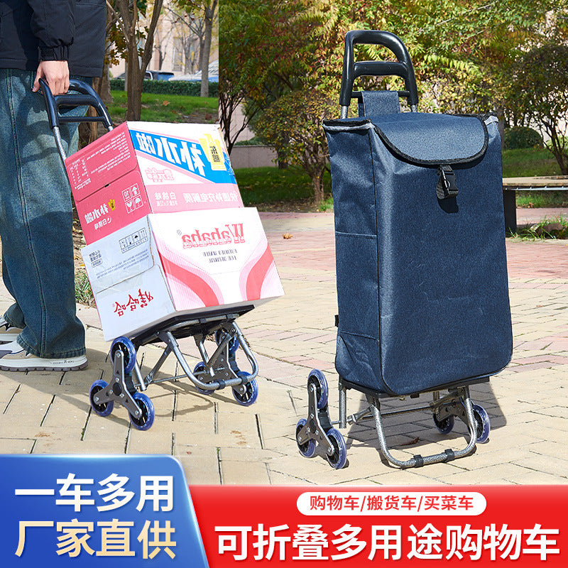 Foldable Shopping Cart with Climbing Wheels for Groceries and Luggage