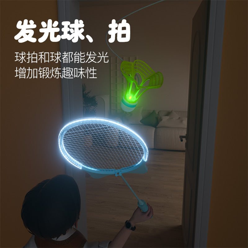 LED Badminton Trainer Set with Racket and Shuttlecocks for Indoor Practice