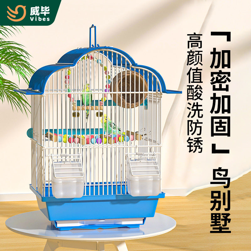 Portable Metal Bird Cage for Parakeets, Finches, Peonies, and Small Birds - Travel Carrier with Handle
