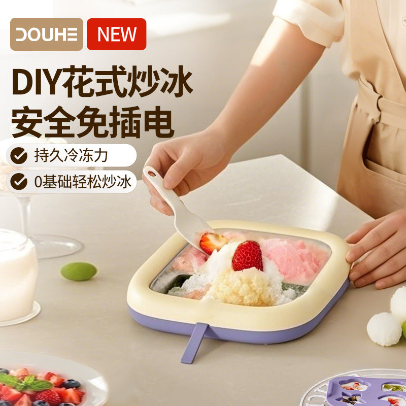 Homemade Ice Cream Maker Pan for Kids, Stainless Steel Fry Ice Machine, DIY Non-Electric Ice Cream Plate