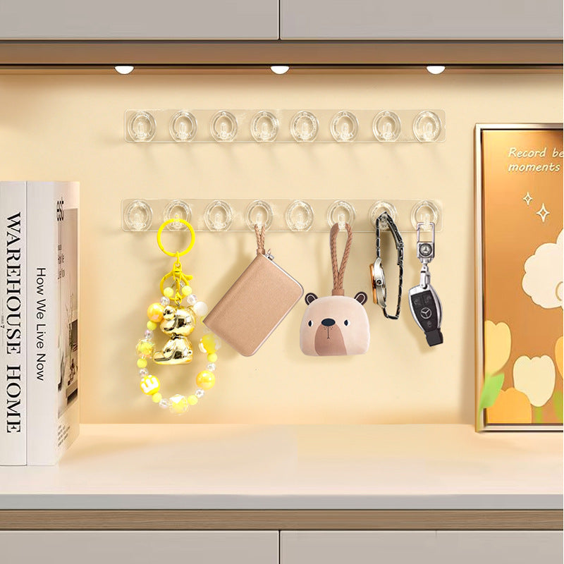 Wall-Mounted Mini Hook Rack for Necklaces & Accessories, No-Drill Entryway Organizer