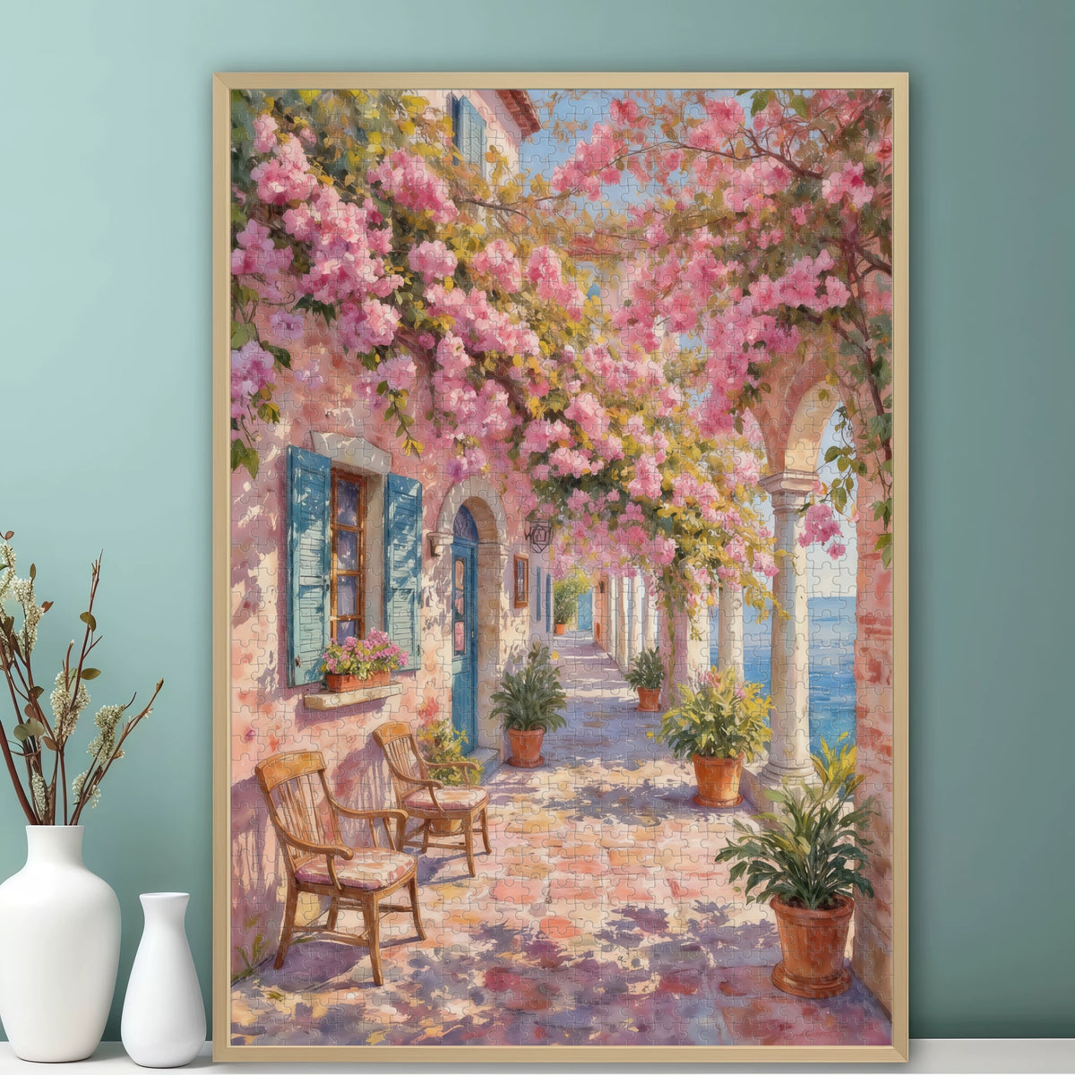 Healing Spring Floral Alley Wooden Jigsaw Puzzle for Adults