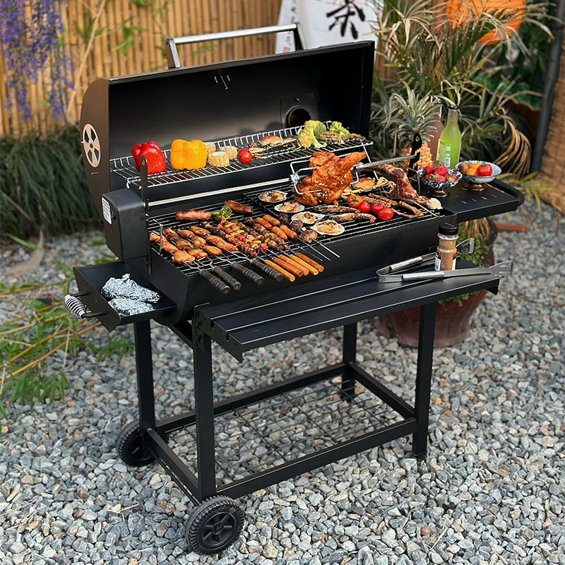Outdoor Foldable BBQ Grill Patio Barbecue Stove Charcoal Smoker for Home Use Winter Heating