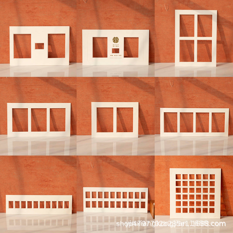 Multi-Aperture Photo Frame Mat Board Custom Cutout Inserts - Thickened Multi-Grid Cardboard for Various Sizes