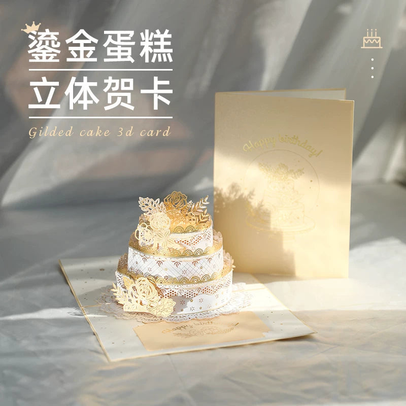 3D Pop-Up Birthday Cake Greeting Card with Light