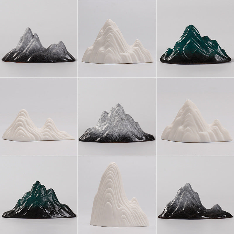 Zen Ceramic Mountain Aquarium Ornament for Micro Landscape and Flowing Water Features