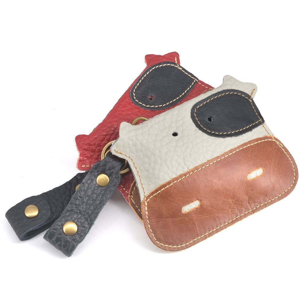 Cute Cartoon Cow Multifunctional Leather Wallet Key Pouch Coin Purse for Men and Women