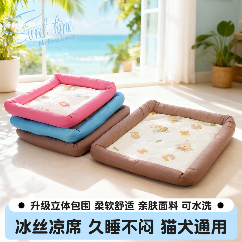 Pet Cooling Mat Breathable Ice Silk Summer Dog Cat Bed