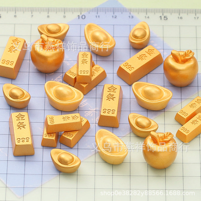 Miniature Gold Bar Ingot Apple Treasure Chest for Dollhouse Decoration