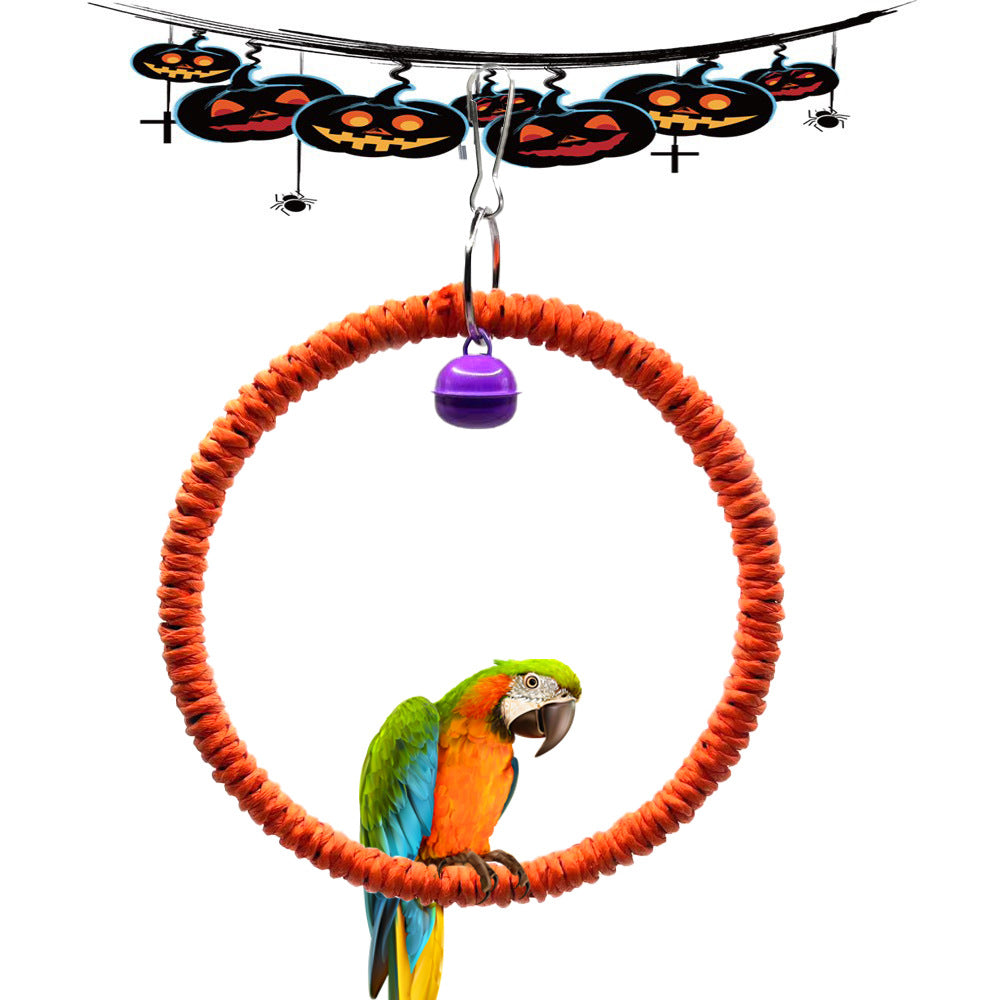 Halloween Bat Bird Toy Set with Mirror and Perch for Parrots