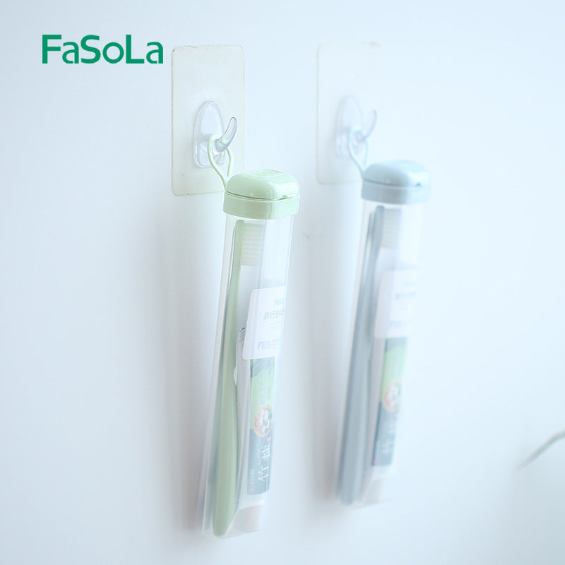 FaSoLa Portable Travel Toothbrush & Toothpaste Holder Set with Soft Bristle Brush and Wash Cup