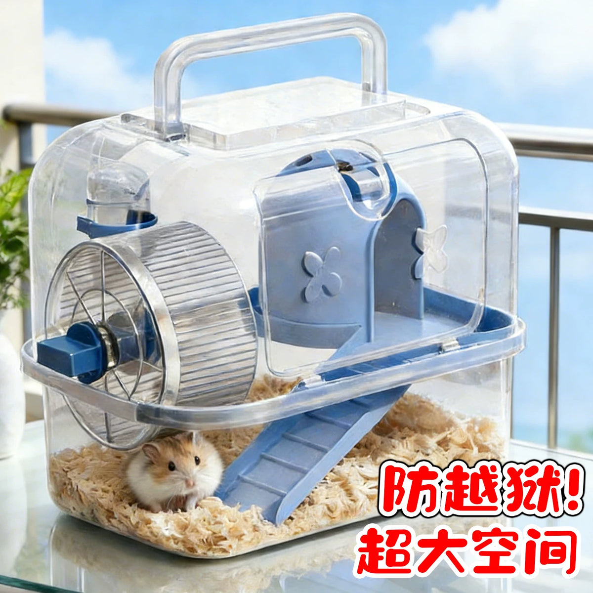 Portable Hamster Cage Panoramic Transparent Double-Layer Luxury Golden Bear Flower Branch Rat Nest Extra Large Villa