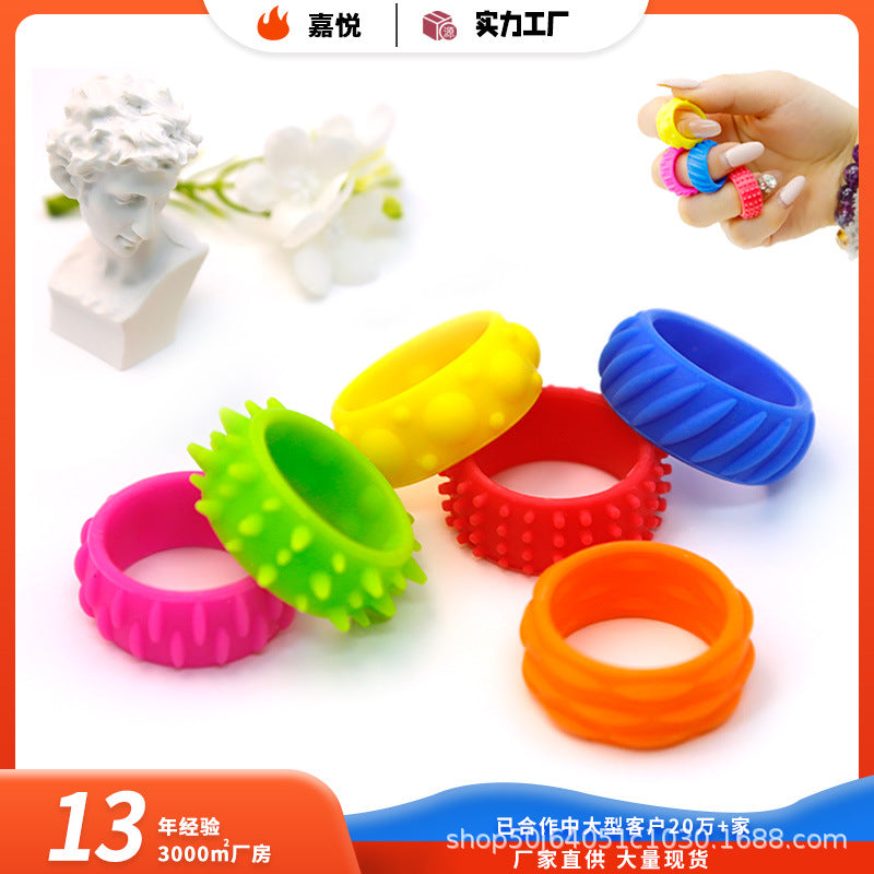 Fidget Sensory Rings Silicone Textured Stress Relief Toy Set