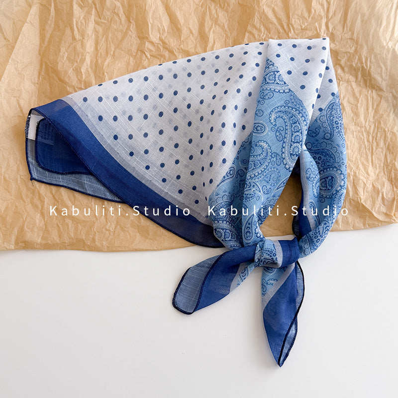 New Spring Autumn Paisley Polka Dot Print Cotton Linen Scarf Breathable Shawl Travel Headscarf