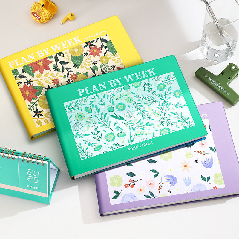 Minimalist B5 Floral Grid Notebook for Students and Business Professionals