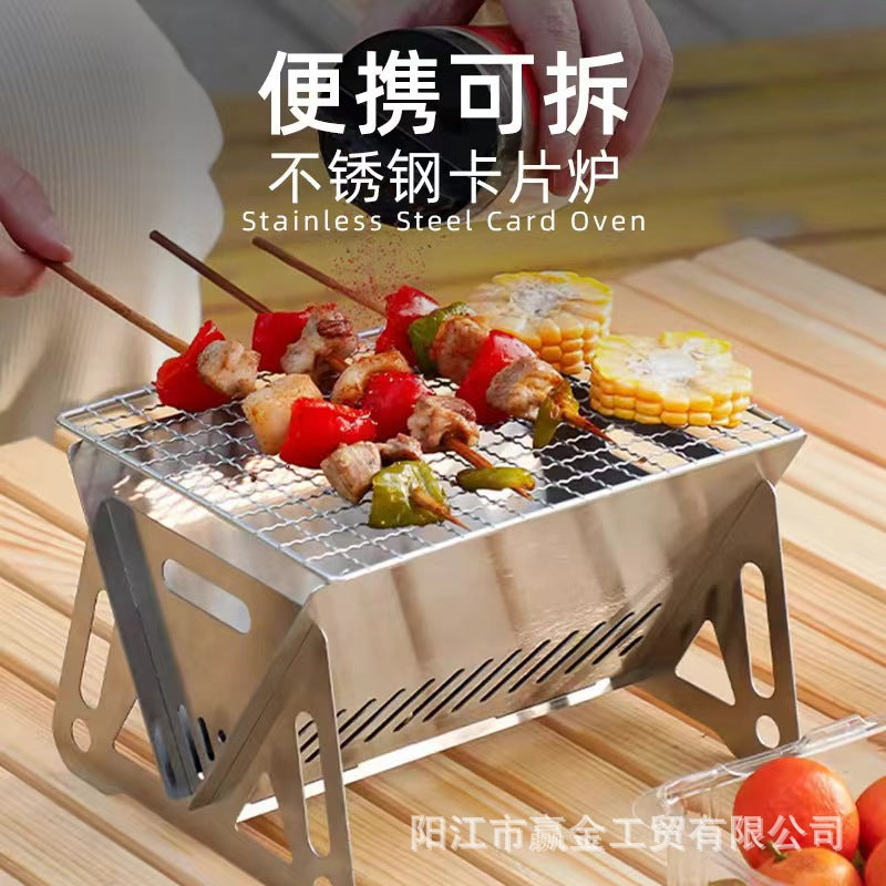 Portable Stainless Steel Folding BBQ Grill for Outdoor Camping