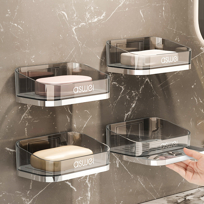 Wall-Mounted Soap Dish with Drainage for Bathroom, Punch-Free, Luxury Design