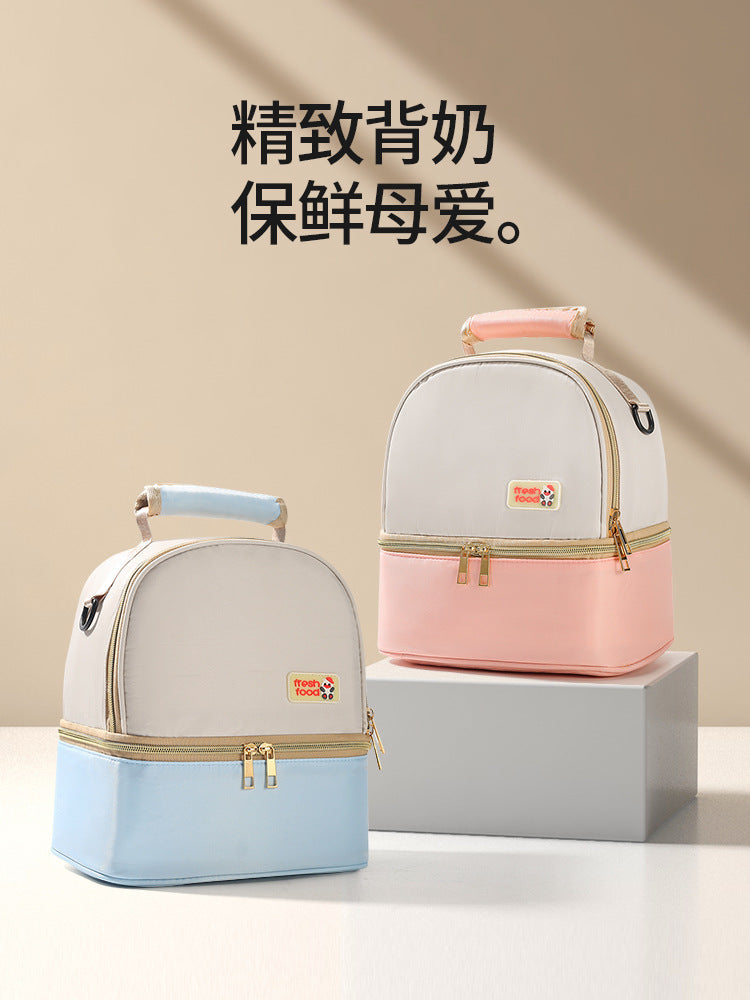 Double Layer Insulated Breast Milk Cooler Bag Lunch Box for Baby Bottles and Mom