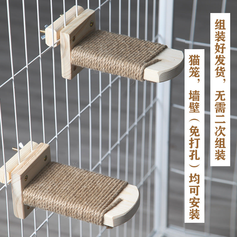 Solid Wood Cat Climbing Ladder Wall-Mounted Cat Tree Steps for Cages and Walls, Space-Saving Design