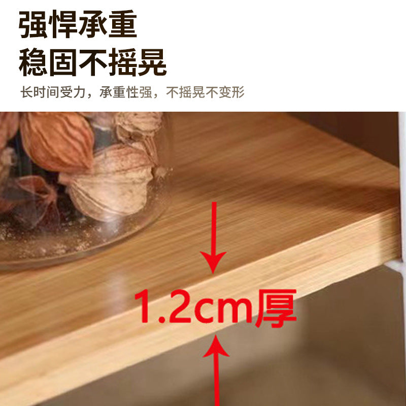 Kitchen Countertop Storage Rack with Bamboo Board, Dish Drainer, Spice Organizer, Cabinet Shelf, Under-Sink Storage