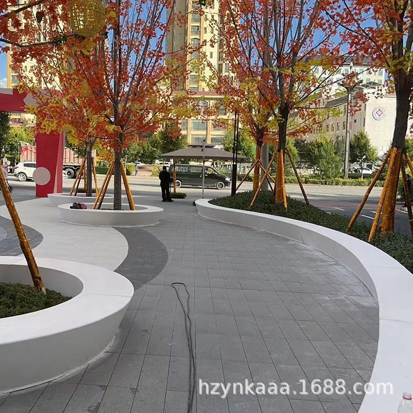 UHPC Concrete Tree Planter Bench Outdoor Terrazzo Landscape Seating