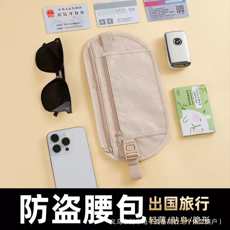 Anti-theft Travel Waist Pouch for Passport and Valuables, Slim and Discreet Running Belt for Men and Women